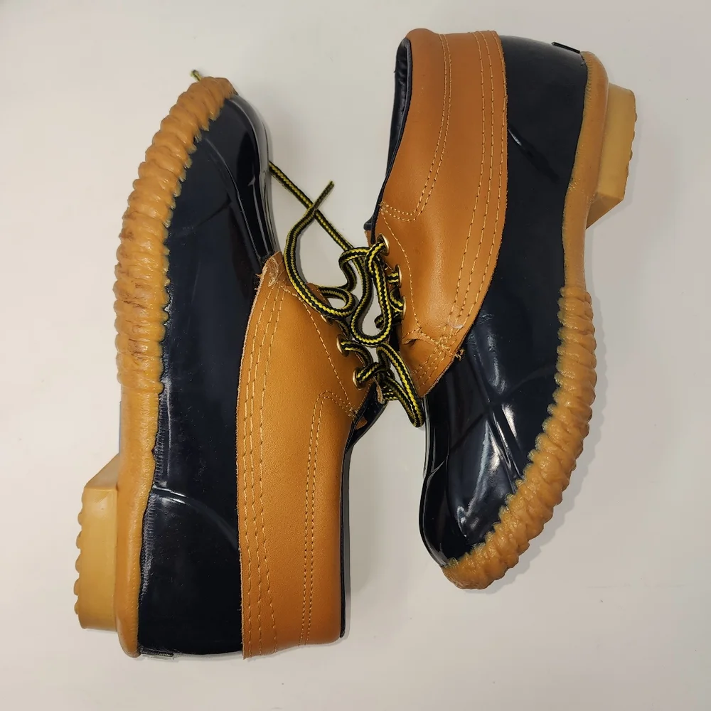 Sno Racer Duck‎ Boot ShoeSteel Shank Navy Brown Leather Low Women's 6M